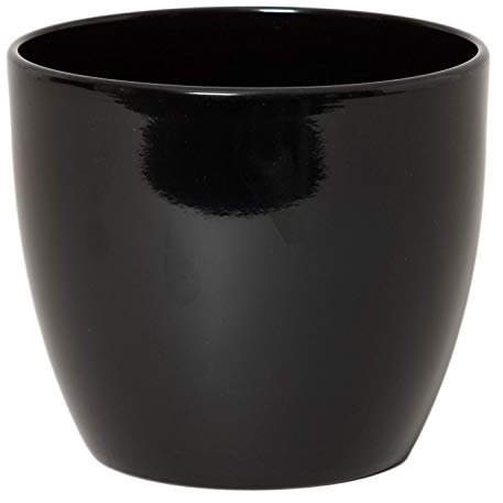 INNA-Glas Tiesto para Plantas, cerámica, Negro, 13,5cm, Ø15,5cm