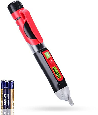Wintact Non-Contact AC Voltage Detector Pen, 12V-1000V/48V-1000V Dual Range, High/Low Adjustable Sensitive, Live/Null Wire Breakpoint Tester with Flashlight, LCD Flashing Audible Buzzer Alarm
