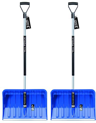 2 pala da neve con manico ergonomico, per piccole e grandi quantità di neve, fogli di plastica, bordo in alluminio, manico in alluminio