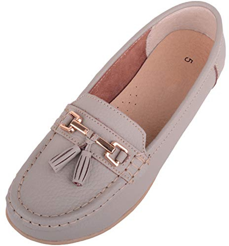 ABSOLUTE FOOTWEAR Womens Slip On Casual Leather Loafer Deck Boat Shoes Sandals