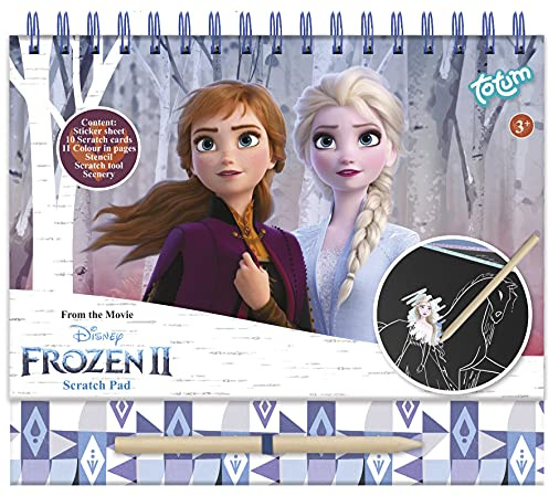 Totum Frozen II Scratch Book: Kratzbuch & Ausmalbuch mit Schablonen und Glitzerstickern mit Anna & ELSA, Activity Book für zuhause und unterwegs 681439, [A] 'Blau, Weiß, Silber'