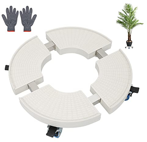 Jopassy Pflanzenroller rund mit Handschuhen, individuell anpassbar Ø 38cm bis 52cm,Tragkraft 200 kg,Blumentopf Rolluntersetzer mit Rollen Blumenroller für den Innen- sowie Außenbereich