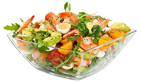 Konzept 11 - Salatschüssel Eckig Obstschale 19x19 cm 1 Stück, Glasschalen 1,7L Transparent Snackschale Dickes Glas, Glasschüssel Spülmaschinenfest
