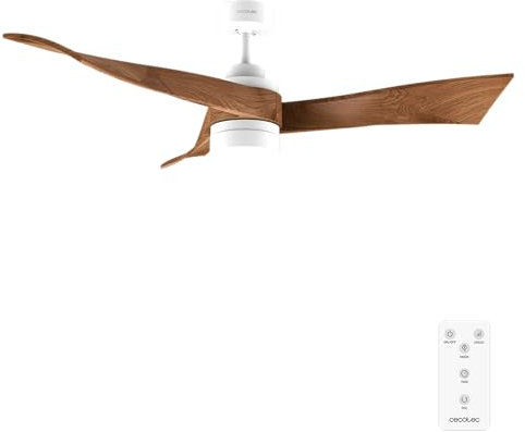 Cecotec Ventilador de Techo con Luz EnergySilence Aero 5280 DarkWood. 40W, Diámetro 52, Motor DC, Mando a distancia, luz LED de 18W, Temporizador programable, Modo winter-summer