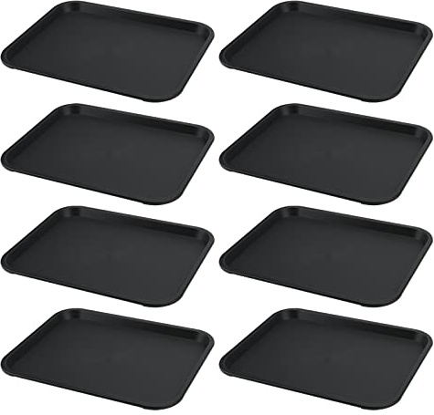 MUKCHAP Bandeja negra para comida rápida, 35 x 27 cm, bandejas rectangulares de plástico para bares, restaurantes, cafeterías