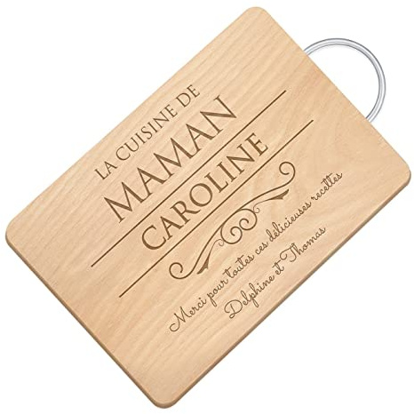 Maverton Planche à Découper Personnalisée pour elle, Plateau en Bois | Avec Manche en Métal, avec Gravure, Cadeau Femme, Cadeau Personnalisé, maman, anniversaire, noel, fete des meres, Cuisine
