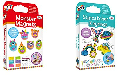 Galt Toys, Monster Magnets, Craft Kit for Kids, Ages 6 Years Plus & Suncatcher Keyrings, Suncatcher Kits for Kids, Ages 6 Years Plus
