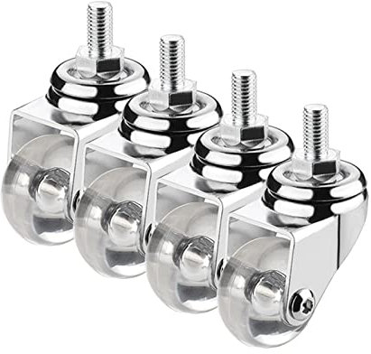 HCZION 1,5(35mm) Lenkrollen mit Gewindeschaft, PU-Rollen aus transparentem Gummi, Möbelrollen, M8X15mm, M10X15mm, geräuschlose Lenkrollen mit Bremsen, 25 kg Tragfähigkeit (Größe: M10 x 15 mm, Farb