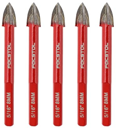 FOCSTOL Fliesenbohrer Set 8mm - 5 Stück Hartmetallbohrer mit Dreikantschaft für Holz Kunststoff Mauerwerk Keramikfliesen Beton Marmor