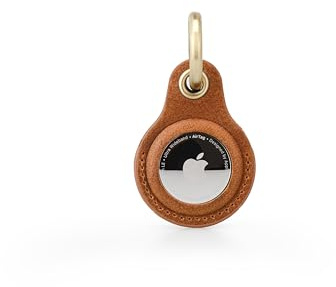 Habac Studio Airtag nyckelring äkta läder med mässings nyckeletiketter. Apple Airtag-hållare för bagage, GPS-spårare, hund- och Airtag-fodral, nyckelorganisatör. Nyckelring GPS-tagg (brun)
