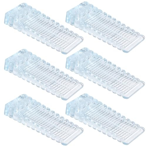 Vinabo Fermaporta, 6 Pezzi Ferma Porta da Pavimento, Ferma Porta da Terra con Altezza Regolabile, Fermaporte Impilabile per Porte e Pavimenti in Vari Materiali - Trasparente