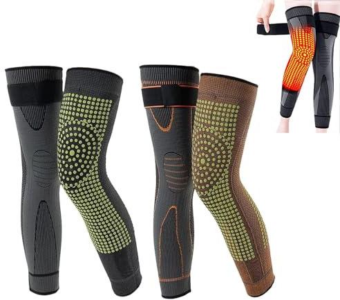 Oaiyeie Radiofrequency Herbal Thermal Knee Support, Mugwort Tourmaline Acupressure Self-Heating Knee Sleeves for Women Men (Black+Orange,XXXL:100-110kg)