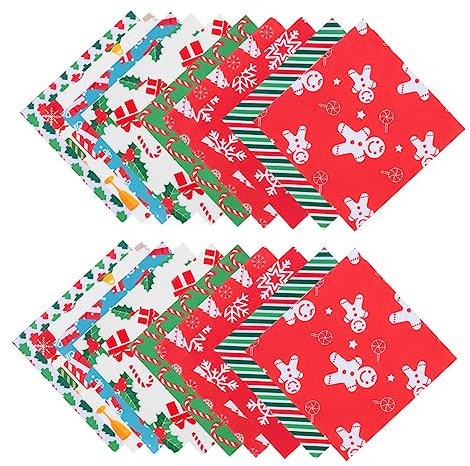 Operitacx 20St Weihnachts-Patchwork-Baumwolle weihnachtsbasteln Weihnachten basteln vorgeschnittenes Stoffquadrat Girlandendekor weihnachtlicher Bastelstoff Weihnachtsstoff