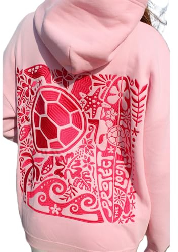 Preppy Embroidered Flower Hoodies for Teen Girl Women Y2K Back Graphic Printed Oversized Pullover Hooded Sweatshirts