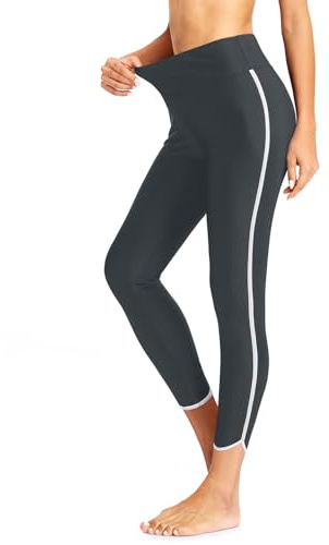 Holipick Pantalones de Natación de Cintura Alta para Mujeres - Leggings de Natación Traje de Baño UPF 50+ Protector Solar, Gris, Medium