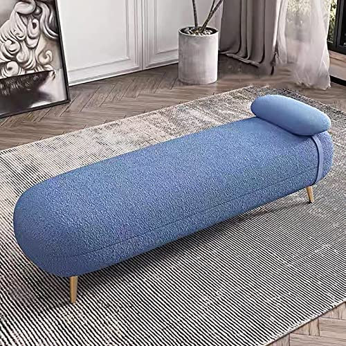 Luxuriöse Samt-Bank am Ende der Bettbank, gepolsterter Sitz für modernes Schlafzimmer, Eingangsbereich, Dekoration, Blau, 80 x 50 x 42 cm