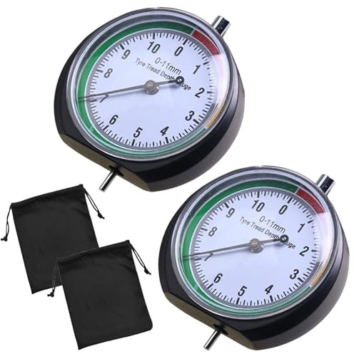 Misuratore di Profondità del Battistrada, 2 Pezzi Profondità Battistrada Pneumatici, Intervallo di Misurazione 0-11 mm, per Moto, Automobile