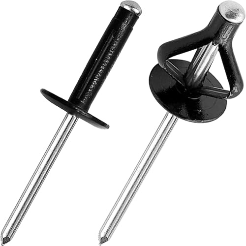 Dreifach-Expansions-Aluminium-Blindnieten - Sortiment an Blindnieten für Kunststoffe oder weiche Materialien (Halbschwarz, Ø4,8x18x16mm - 50 Stück)