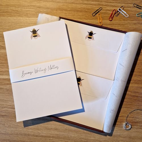 Me Loovely Bumble Bee Letter Writing Set A5 Size Stationery Paper & C6 Envelope with Luxury Gift Box (Pack of 18 Letters & 18 Envelopes)
