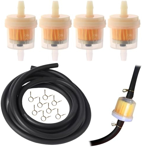 Jiavlyx Kit Filtro Benzina, Filtri Carburante Linea Per Gas, 4 Filtri Benzina + 2M Tubi Flessibili +8 Fascette, Filtro Benzina Moto, Filtro Carburante Gas, Per Moto, Generatore, Tosaerba