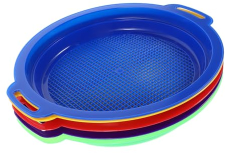 BESPORTBLE 5pcs Sand Sifter Set Beach Strainer for Shell Collecting Rock Sifting Gardening for Outdoor Fun at Beach Sandbox Backyard Activities Yellow Green Red Purple Blue