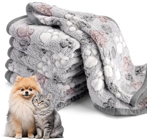 Plaid pour Chien Chat, 60 x 40 cm, Gris, 6 Pièces