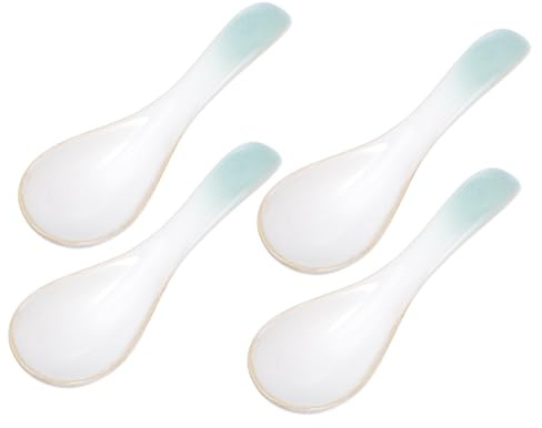 DOITOOL 4 pezzi Cucchiai Ceramica Gradiente Verde Cucchiaini Piccoli per Minestra Porridge e Colazione Design Giapponese Elegante per Casa e Ristorante