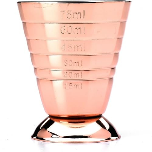 Doseur Multi Niveaux Couleur Cuivre 75ml, Dosage en Millilitres, Once et Tablespoon, ML/OZ/TBSP, Doseur de Bar Jigger Multifonctions Barman & Mixologie