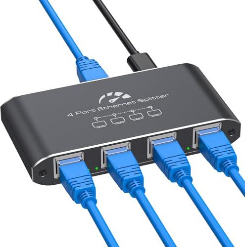 VEDINDUST Sdoppiatore Ethernet da 1 a 4 1000Mbps Switch di Rete LAN Gigabit 4 Porte Ethernet Splitter RJ45 LAN Splitter Con Cavo USB 3.0 a Type-C per Computer, Router, Set-top Box, TV