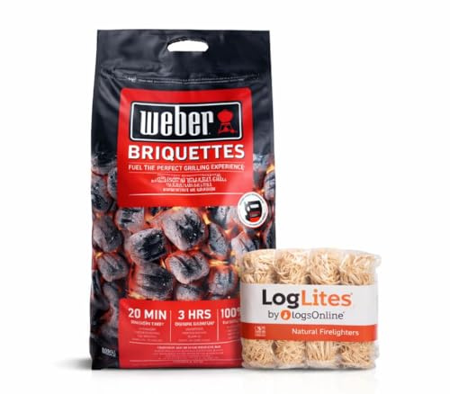 Logs Online 9 Bags of Weber 8KG + 50 Firelighters - BBQ Charcoal Bundle