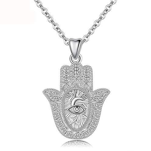 Collar colgante de mano de plata para mujer, joyería fina que llama ángeles