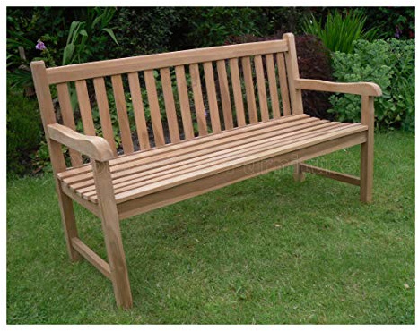 Your Price Furniture 5ft 150cms Chunky Teak 3 Seat Garden Park Bench Java Garden Furniture for Your Patio