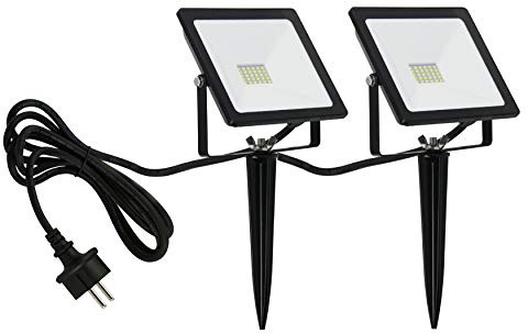Trango 2er Pack 20 Watt IP65 LED Gartenstrahler 3081 * 2 Teichstrahler, Außenstrahler, Fluter, Flutlicht 2700K warmweiß Außenwandstrahler, Wegbeleuchtung, Strahler, Außenleuchte, Wandlampe