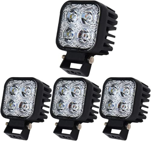 papasbox 4 Stück LED Arbeitsscheinwerfer 12 Volt | Auto LED Scheinwerfer 12V - 24V 12W 6000K IP67 Flutlicht Worklight Arbeitslicht SUV UTV ATV Rückfahrscheinwerfer Traktor Bagger