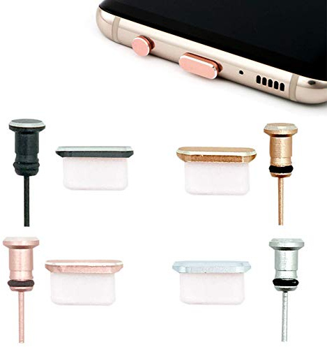 Set di 4 tappi anti-polvere compatibili con porta di ricarica di tipo C e jack per auricolari, tappi antipolvere per dispositivi USB C come Note 8 Plus 9 S9 S9+ S10 S10+ 10 U11 U11+