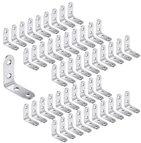 LIKERAINY Hörnbygel Fogar 40x40x16mm Rätvinkliga Fästen Fästelement Rostfria Stålplattor L-formade Kontakter för Möbler och Hyllstöd 50 Pcs