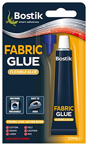 Bostik Fabric Glue 20ml - Ultra Strong and Long Lasting - Withstands Machine Washing and Ironing
