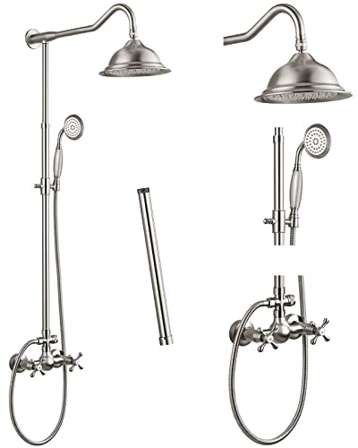 Aolemi Vintage Duscharmatur-Set ohne Wannenauslauf gebürsteter nickel