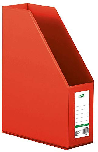 D.RECT Kunststoff-Organizer, Zeitschriftenhalter, Stehsammler mit Sichtfenster zum Beschriften PVC A4 90mm, zusammenlegbar, Rot