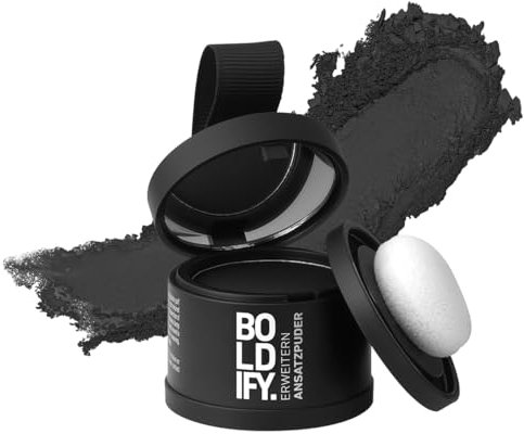 BOLDIFY Hairline Powder - Root Touch Up Hair Color for Gray Coverage - Bald Spot Concealing Hair Powder for Women and Men - 24-Hour Stain-Proof - Black