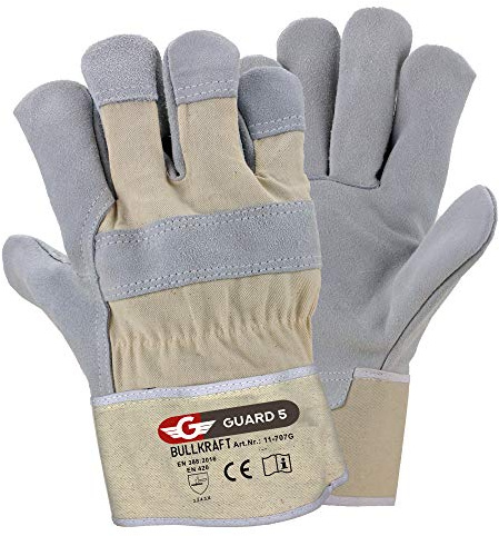 GUARD 5 - Leder Arbeitshandschuhe 3 Paar Gr. 10 / XL - robuste Bau- und Gartenhandschuhe - Rindspaltleder