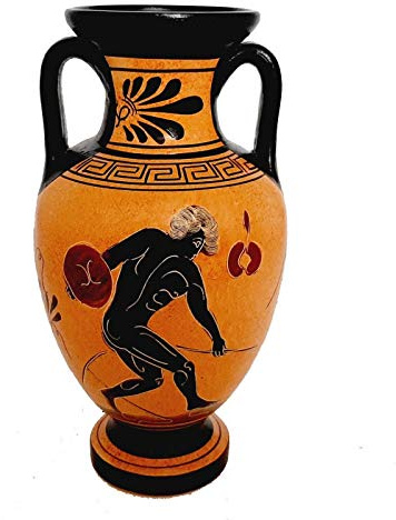 Antike griechische Keramikamphore, 22 cm, mit Motiven aus der antiken Athletik