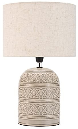 Pauleen 48223 lampe à poser Tender Pearl max. 20 Watt faite à la main Lampe de chevet beige de look bohème en tissu, céramique E14