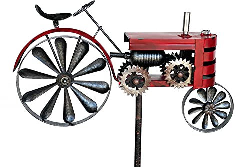 DanDiBo Gartenstecker Metall Traktor XL 160 cm Trecker Rot 96105 Windspiel Windrad Wetterfest Gartendeko Garten Gartenstab Bodenstecker