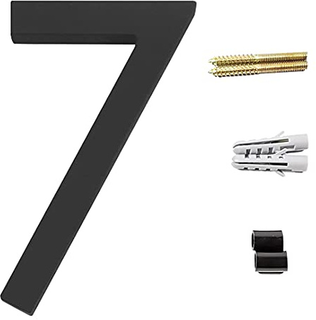 Zayookey Fluttuante Numero di Casa Nero Numero Civico Galleggiante Esterno Moderno Porta Numeri Indirizzo Floating House Number 12 cm (Door Number 7)
