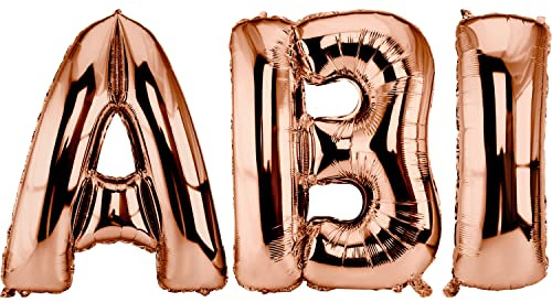 DekoRex Folienballons ABI 100cm Abitur Schulabschluss Feier (Rosegold)