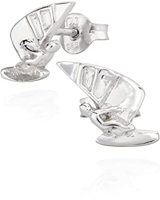 NKlaus Ohrstecker Windsurfer 925 Sterling Silber 13mm Surfbrett, 2 Stück | Rhodiniert, anlaufgeschützt, Gewicht: 1,23g