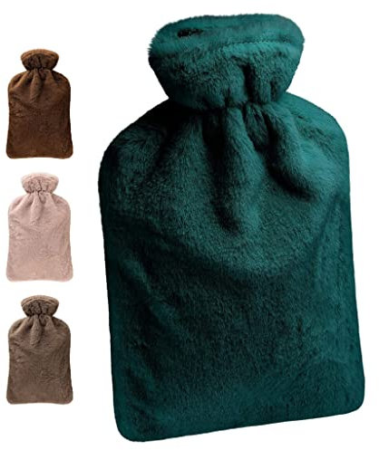 80 Oak NEU: Wärmflasche mit Bezug. 2 Liter Wärmeflasche, Hot Water Bottle, Bettflasche. Ideal für Kinder und Erwachsene (waldgrün)
