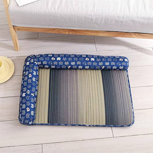 ADITAM N/A Kissen Hundematte Zubehör Hundematratze Kühles Nest Katzenmatte Bett Bett for Hund Weiches Haustierbettzubehör (Color : Dark Blue, Size : 65x50CM) Double The Comfort