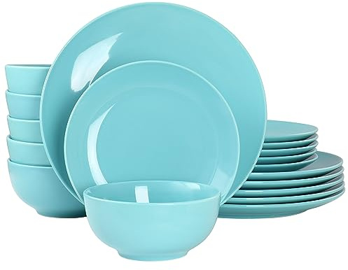 Elama Luna 18 Piece Round Porcelain Dinnerware Set (Blue)